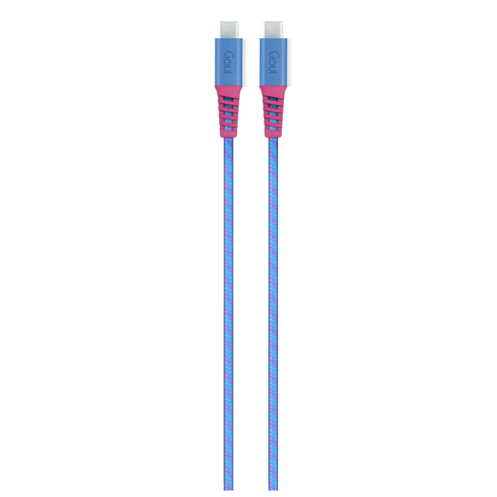 Goui Fashion FLEX : Câble USB-C vers USB-C Bicolore 60 W pour Livraison d'énergie-Bleu / Rose