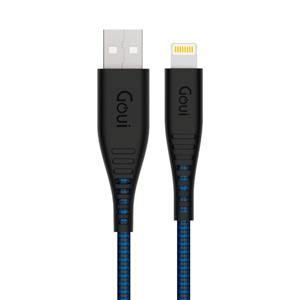 Goui FLEX : Câble USB-C vers Lightning (PD-C94) 1,5 M Certifié MFi - Noir et Bleu Clair