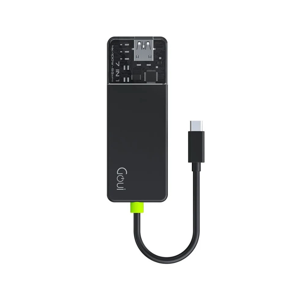 Goui HUB 7-en-1 : Station d'Extension Super Fast avec Livraison d'énergie 100 W et Sortie Vidéo 4K