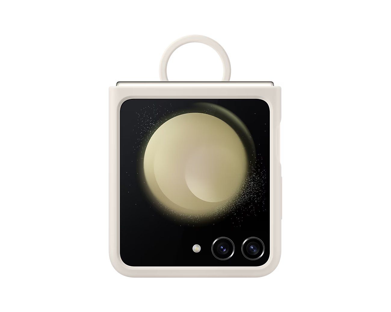 Coque en silicone avec anneau pour Galaxy Z Flip5 - Crème - Image 3