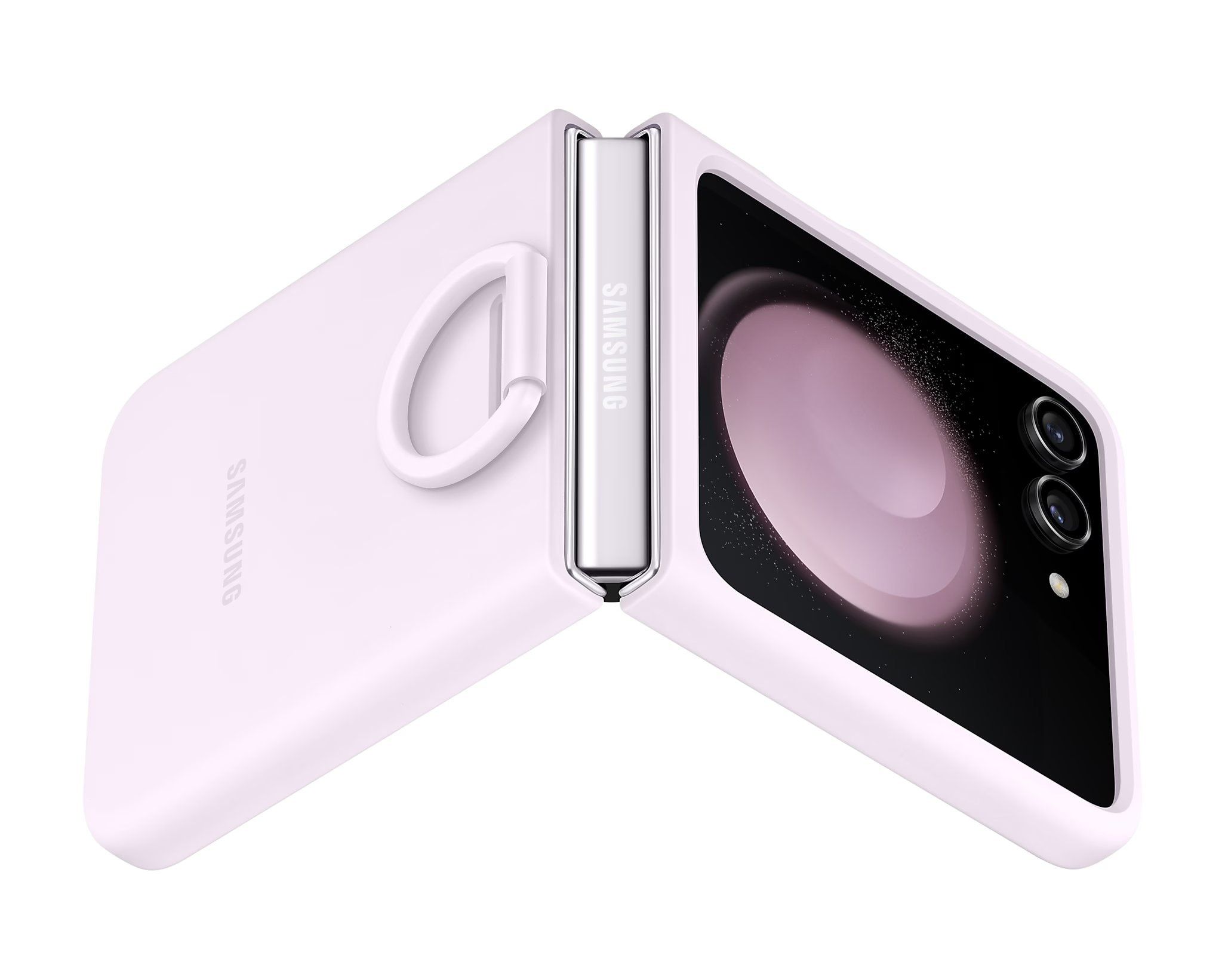 Coque en silicone avec anneau pour Galaxy Z Flip5 - Lavande - Image 2