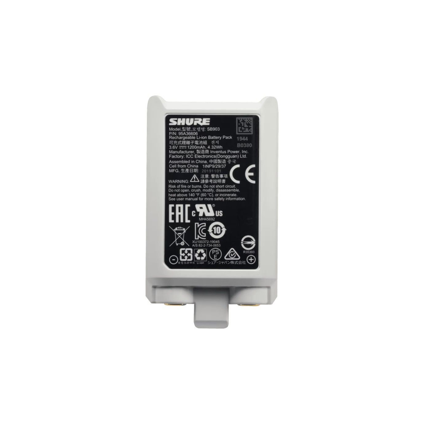 Batterie rechargeable au lithium-ion compatible avec les émetteurs sans fil SLX-D3
