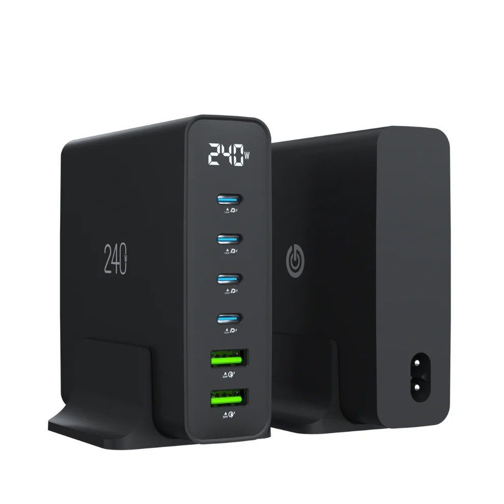Goui GaN 240 W : Station de Charge de Bureau Ultime 6 Ports avec Livraison d'énergie 240 W, Distribution Intelligente et Technologie GaN - Image 1